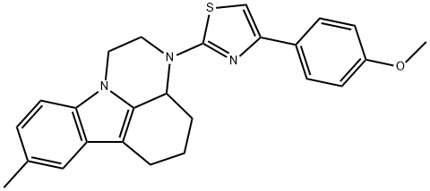 4-(4-methoxyphenyl)-2-(8-methyl-3a,4,5,6-tetrahydro-1H-pyrazino[3,2,1-jk]carbazol-3(2H)-yl)thiazole Struktur