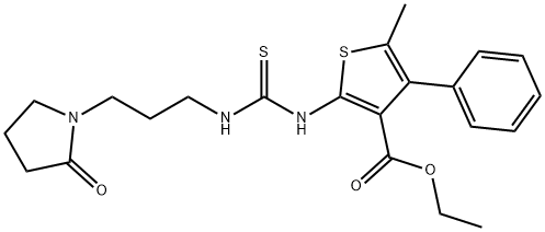 ethyl 5-methyl-2-(3-(3-(2-oxopyrrolidin-1-yl)propyl)thioureido)-4-phenylthiophene-3-carboxylate Struktur