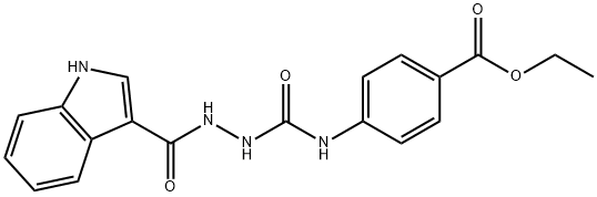 ethyl 4-(2-(1H-indole-3-carbonyl)hydrazinecarboxamido)benzoate Struktur