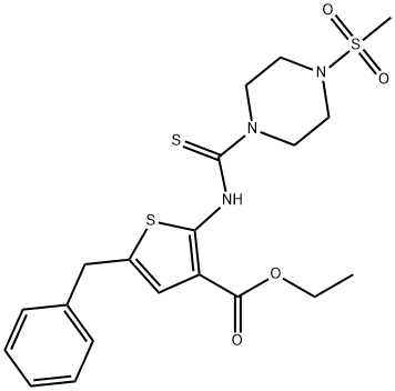 ethyl 5-benzyl-2-(4-(methylsulfonyl)piperazine-1-carbothioamido)thiophene-3-carboxylate Struktur