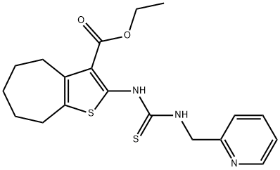 ethyl 2-(3-(pyridin-2-ylmethyl)thioureido)-5,6,7,8-tetrahydro-4H-cyclohepta[b]thiophene-3-carboxylate Struktur