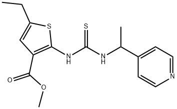 methyl 5-ethyl-2-(3-(1-(pyridin-4-yl)ethyl)thioureido)thiophene-3-carboxylate Struktur