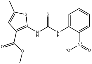 methyl 5-methyl-2-(3-(2-nitrophenyl)thioureido)thiophene-3-carboxylate Struktur