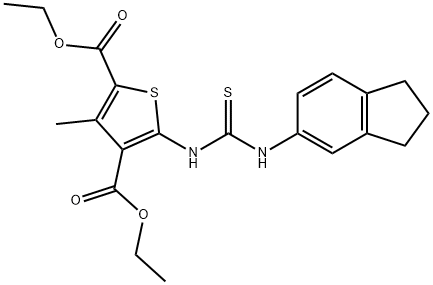 diethyl 5-(3-(2,3-dihydro-1H-inden-5-yl)thioureido)-3-methylthiophene-2,4-dicarboxylate Struktur