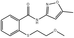 2-[(2-methoxyethyl)sulfanyl]-N-(5-methyl-1,2-oxazol-3-yl)benzamide Struktur