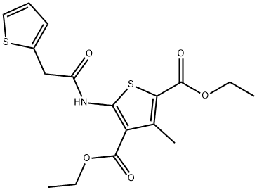 diethyl 3-methyl-5-(2-(thiophen-2-yl)acetamido)thiophene-2,4-dicarboxylate Struktur