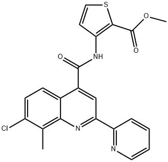 methyl 3-(7-chloro-8-methyl-2-(pyridin-2-yl)quinoline-4-carboxamido)thiophene-2-carboxylate Struktur