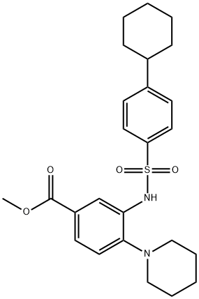 methyl 3-(4-cyclohexylphenylsulfonamido)-4-(piperidin-1-yl)benzoate Struktur