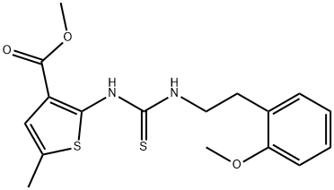 methyl 2-(3-(2-methoxyphenethyl)thioureido)-5-methylthiophene-3-carboxylate Struktur