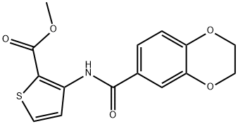 methyl 3-(2,3-dihydrobenzo[b][1,4]dioxine-6-carboxamido)thiophene-2-carboxylate Struktur