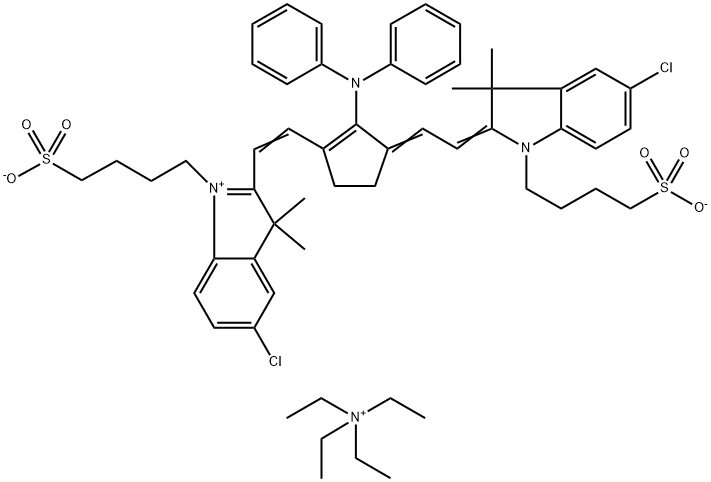 5-Chloro-2-[2-(3-[2-[5-chloro-3,3-dimethyl-1-(4-sulfobutyl)-1,3-dihydro-indol-2-ylidene]-ethylidene]-2-diphenylamino-cyclopent-1-enyl)-vinyl]-3,3-dimethyl-1-(4-sulfobutyl)-3H-indolium hydroxide, inner salt, triethylammonium salt Struktur