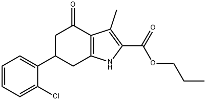 propyl 6-(2-chlorophenyl)-3-methyl-4-oxo-4,5,6,7-tetrahydro-1H-indole-2-carboxylate Struktur