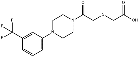 2-((2-oxo-2-(4-(3-(trifluoromethyl)phenyl)piperazin-1-yl)ethyl)thio)acetic acid Struktur