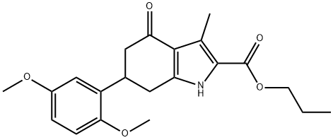 propyl 6-(2,5-dimethoxyphenyl)-3-methyl-4-oxo-4,5,6,7-tetrahydro-1H-indole-2-carboxylate Struktur