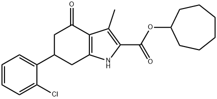 cycloheptyl 6-(2-chlorophenyl)-3-methyl-4-oxo-4,5,6,7-tetrahydro-1H-indole-2-carboxylate Struktur