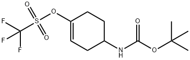 Trifluoro-methanesulfonic acid 4-tert-butoxycarbonylamino-cyclohex-1-enyl ester Struktur