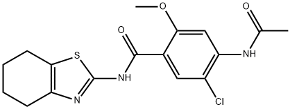 4-(acetylamino)-5-chloro-2-methoxy-N-(4,5,6,7-tetrahydro-1,3-benzothiazol-2-yl)benzamide Struktur