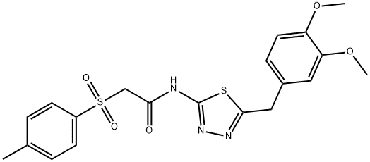 N-[5-(3,4-dimethoxybenzyl)-1,3,4-thiadiazol-2-yl]-2-[(4-methylphenyl)sulfonyl]acetamide Struktur