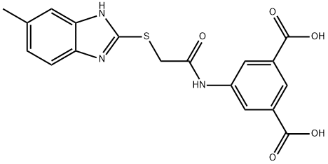 5-({[(5-methyl-1H-benzimidazol-2-yl)sulfanyl]acetyl}amino)benzene-1,3-dicarboxylic acid Struktur