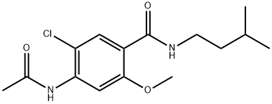 4-(acetylamino)-5-chloro-2-methoxy-N-(3-methylbutyl)benzamide Struktur