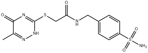 2-[(6-methyl-5-oxo-4,5-dihydro-1,2,4-triazin-3-yl)sulfanyl]-N-(4-sulfamoylbenzyl)acetamide Struktur