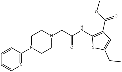 methyl 5-ethyl-2-(2-(4-(pyridin-2-yl)piperazin-1-yl)acetamido)thiophene-3-carboxylate Struktur