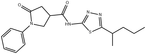 5-oxo-N-[5-(pentan-2-yl)-1,3,4-thiadiazol-2-yl]-1-phenylpyrrolidine-3-carboxamide Struktur