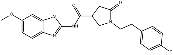 1-[2-(4-fluorophenyl)ethyl]-N-(6-methoxy-1,3-benzothiazol-2-yl)-5-oxopyrrolidine-3-carboxamide Struktur