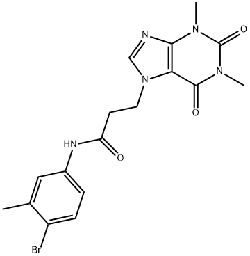 N-(4-bromo-3-methylphenyl)-3-(1,3-dimethyl-2,6-dioxo-1,2,3,6-tetrahydro-7H-purin-7-yl)propanamide Struktur