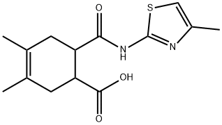 3,4-dimethyl-6-((4-methylthiazol-2-yl)carbamoyl)cyclohex-3-enecarboxylic acid Struktur