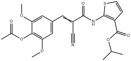 (E)-isopropyl 2-(3-(4-acetoxy-3,5-dimethoxyphenyl)-2-cyanoacrylamido)thiophene-3-carboxylate Struktur