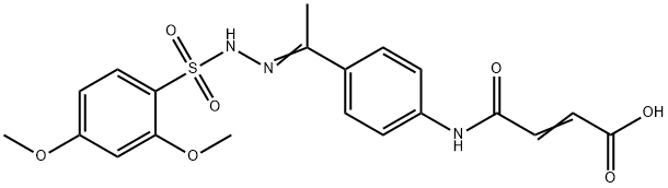 (E)-4-((4-((Z)-1-(2-((2,4-dimethoxyphenyl)sulfonyl)hydrazono)ethyl)phenyl)amino)-4-oxobut-2-enoic acid Struktur