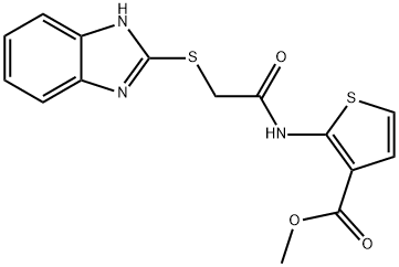 methyl 2-(2-((1H-benzo[d]imidazol-2-yl)thio)acetamido)thiophene-3-carboxylate Struktur