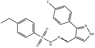 (Z)-4-ethyl-N'-((3-(4-fluorophenyl)-1H-pyrazol-4-yl)methylene)benzenesulfonohydrazide Struktur