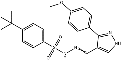 (Z)-4-(tert-butyl)-N'-((3-(4-methoxyphenyl)-1H-pyrazol-4-yl)methylene)benzenesulfonohydrazide Struktur