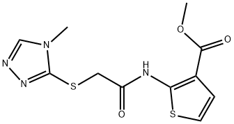 methyl 2-(2-((4-methyl-4H-1,2,4-triazol-3-yl)thio)acetamido)thiophene-3-carboxylate Struktur