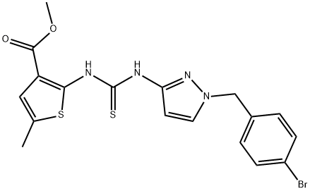 methyl 2-(3-(1-(4-bromobenzyl)-1H-pyrazol-3(2H)-ylidene)thioureido)-5-methylthiophene-3-carboxylate Struktur