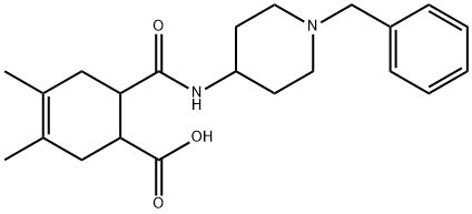 6-((1-benzylpiperidin-4-yl)carbamoyl)-3,4-dimethylcyclohex-3-enecarboxylic acid Struktur