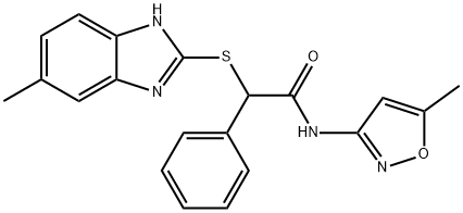 2-[(5-methyl-1H-benzimidazol-2-yl)sulfanyl]-N-(5-methyl-1,2-oxazol-3-yl)-2-phenylacetamide Struktur