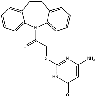 6-amino-2-{[2-(10,11-dihydro-5H-dibenzo[b,f]azepin-5-yl)-2-oxoethyl]sulfanyl}pyrimidin-4(3H)-one Struktur