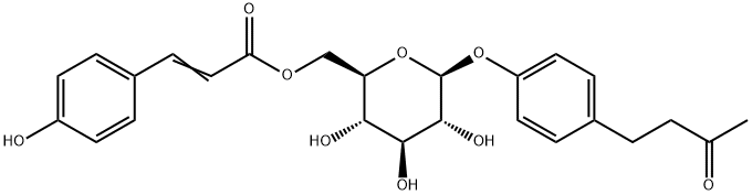 4-(3-oxobutyl)phenyl 6-O-[(2E)-3-(4-hydroxyphenyl)prop-2-enoyl]-b-D-glucopyranoside Struktur