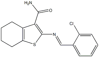 2-[(2-chlorobenzylidene)amino]-4,5,6,7-tetrahydro-1-benzothiophene-3-carboxamide Struktur