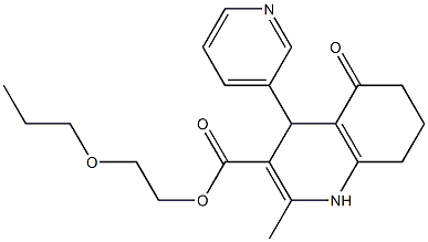 2-propoxyethyl 2-methyl-5-oxo-4-(pyridin-3-yl)-1,4,5,6,7,8-hexahydroquinoline-3-carboxylate Struktur