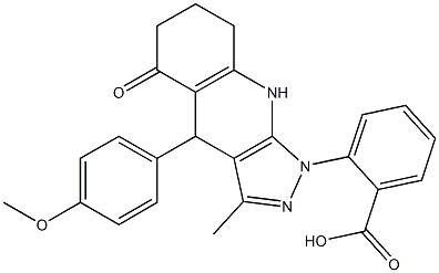 2-(4-(4-methoxyphenyl)-3-methyl-5-oxo-4,5,6,7,8,9-hexahydro-1H-pyrazolo[3,4-b]quinolin-1-yl)benzoic acid Struktur