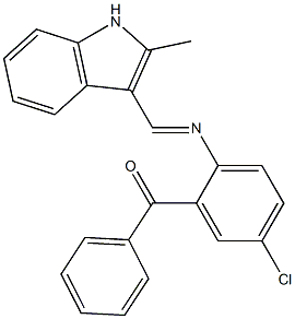 (5-chloro-2-{[(2-methyl-1H-indol-3-yl)methylene]amino}phenyl)(phenyl)methanone Struktur