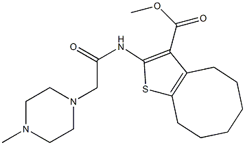 methyl 2-(2-(4-methylpiperazin-1-yl)acetamido)-4,5,6,7,8,9-hexahydrocycloocta[b]thiophene-3-carboxylate Struktur