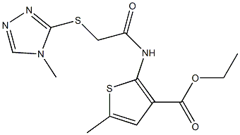 ethyl 5-methyl-2-(2-((4-methyl-4H-1,2,4-triazol-3-yl)thio)acetamido)thiophene-3-carboxylate Struktur