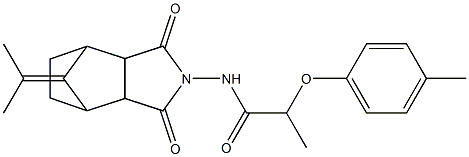 N-(1,3-dioxo-8-(propan-2-ylidene)hexahydro-1H-4,7-methanoisoindol-2(3H)-yl)-2-(p-tolyloxy)propanamide Struktur