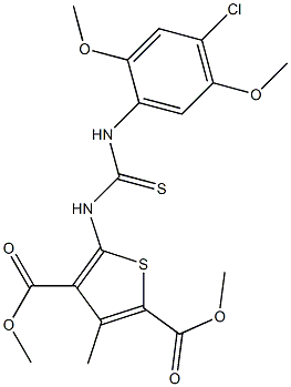 dimethyl 5-(3-(4-chloro-2,5-dimethoxyphenyl)thioureido)-3-methylthiophene-2,4-dicarboxylate Struktur