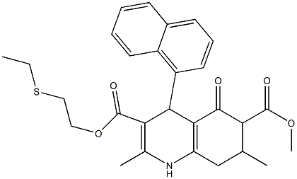 3-(2-(ethylthio)ethyl) 6-methyl 2,7-dimethyl-4-(naphthalen-1-yl)-5-oxo-1,4,5,6,7,8-hexahydroquinoline-3,6-dicarboxylate Struktur